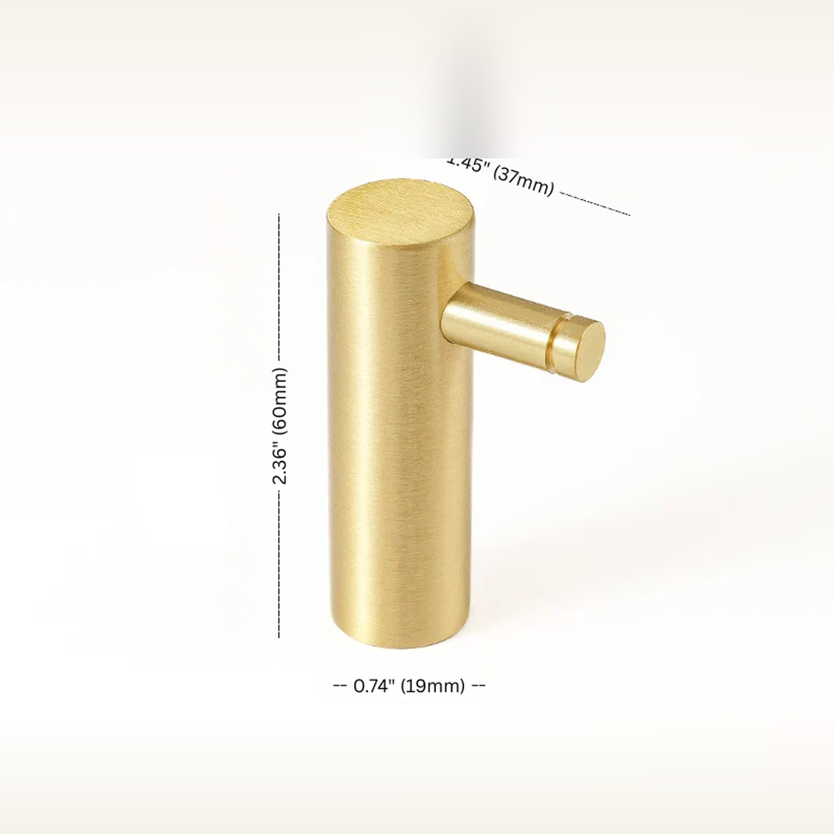 Solid Brass Wall Hook — Minimalist Decorative Robe Hook — measurements and dimensions 12