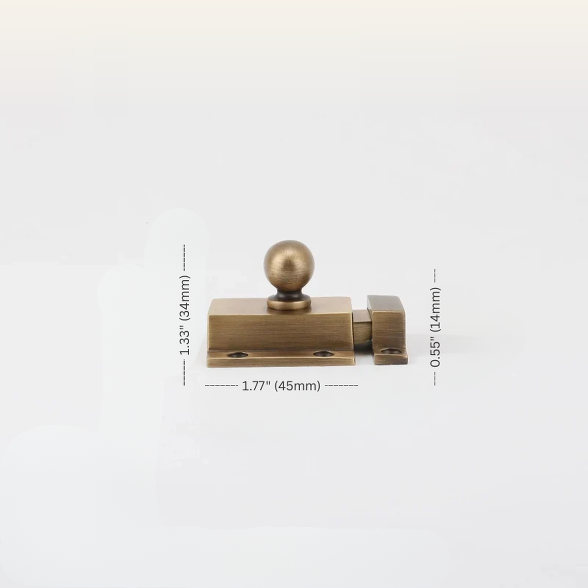 Antique Brass Door Bolt Latch — Solid Brass Cabinet & Door Hardware — measurements and dimensions 1
