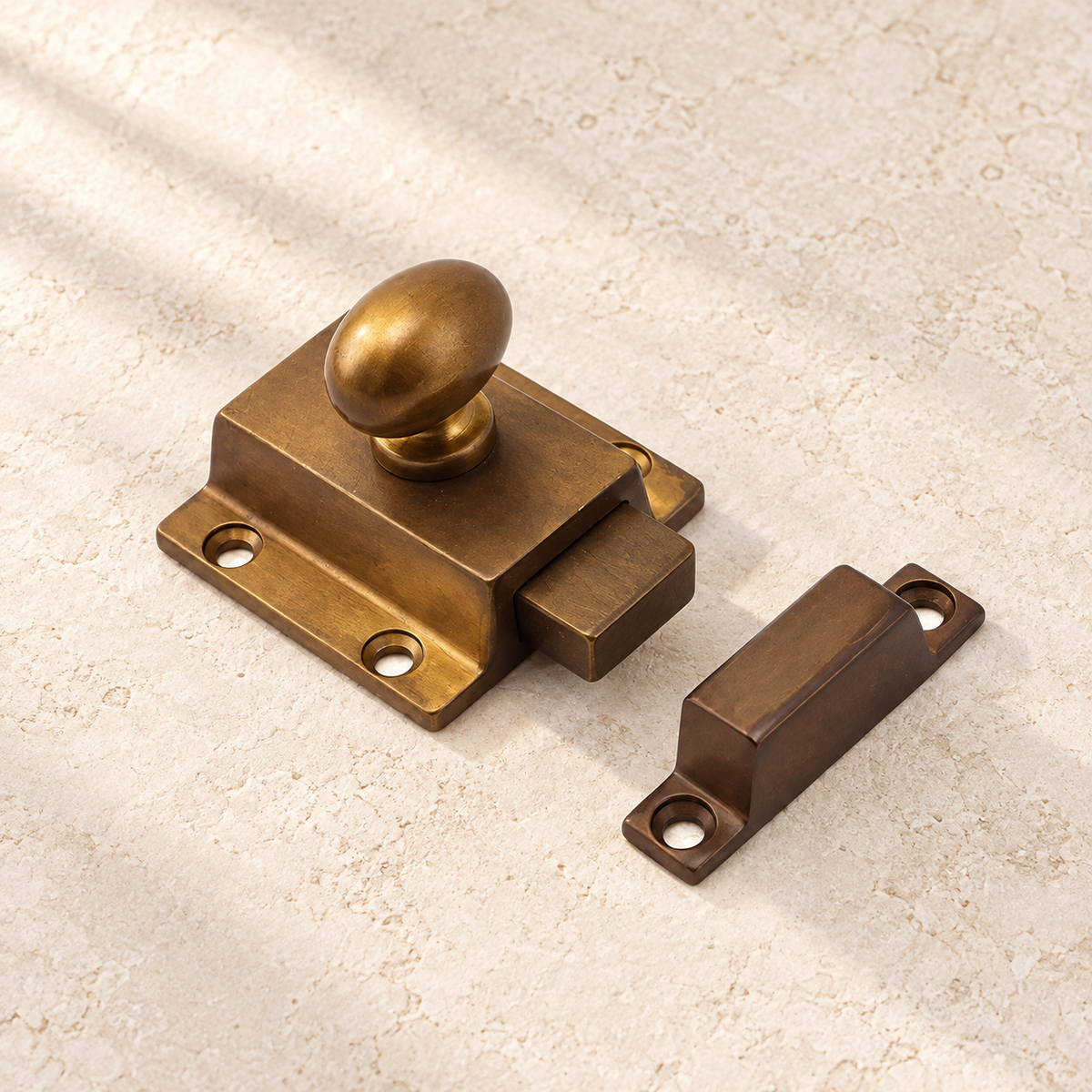 Antique Brass Door Bolt Latch — Solid Brass Cabinet & Door Hardware — accurate supporting product view