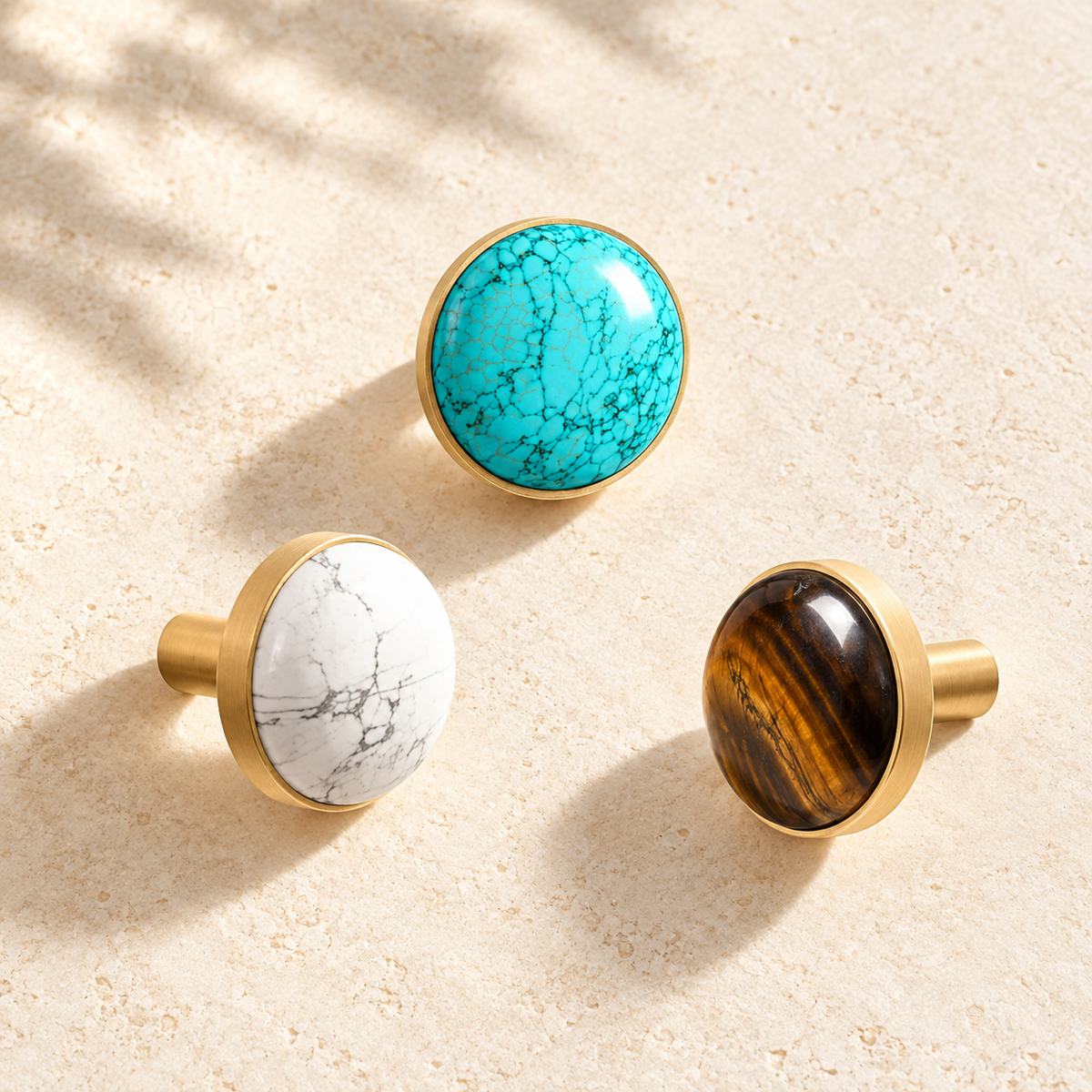 Brass & Natural Stone Wall Hooks — Nordic Pastoral Design — approved main product image