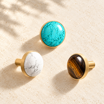 Brass & Natural Stone Wall Hooks — Nordic Pastoral Design — approved main product image