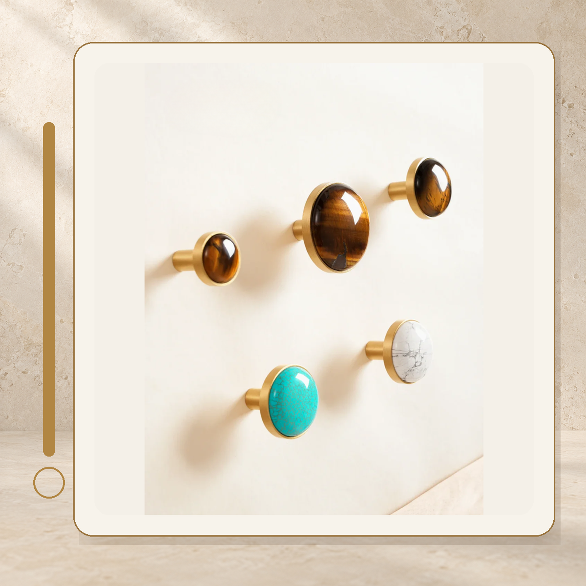 Brass & Natural Stone Wall Hooks — Nordic Pastoral Design — accurate supporting product view