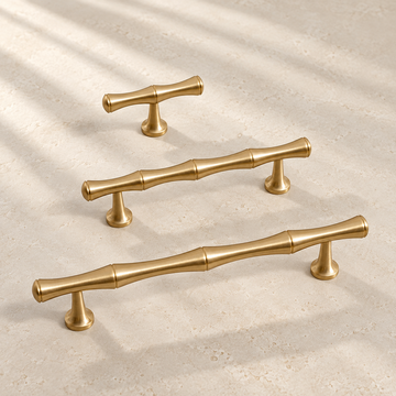 Brushed Brass Bamboo Cabinet Pull & T Knob - Modern Design — approved main product image