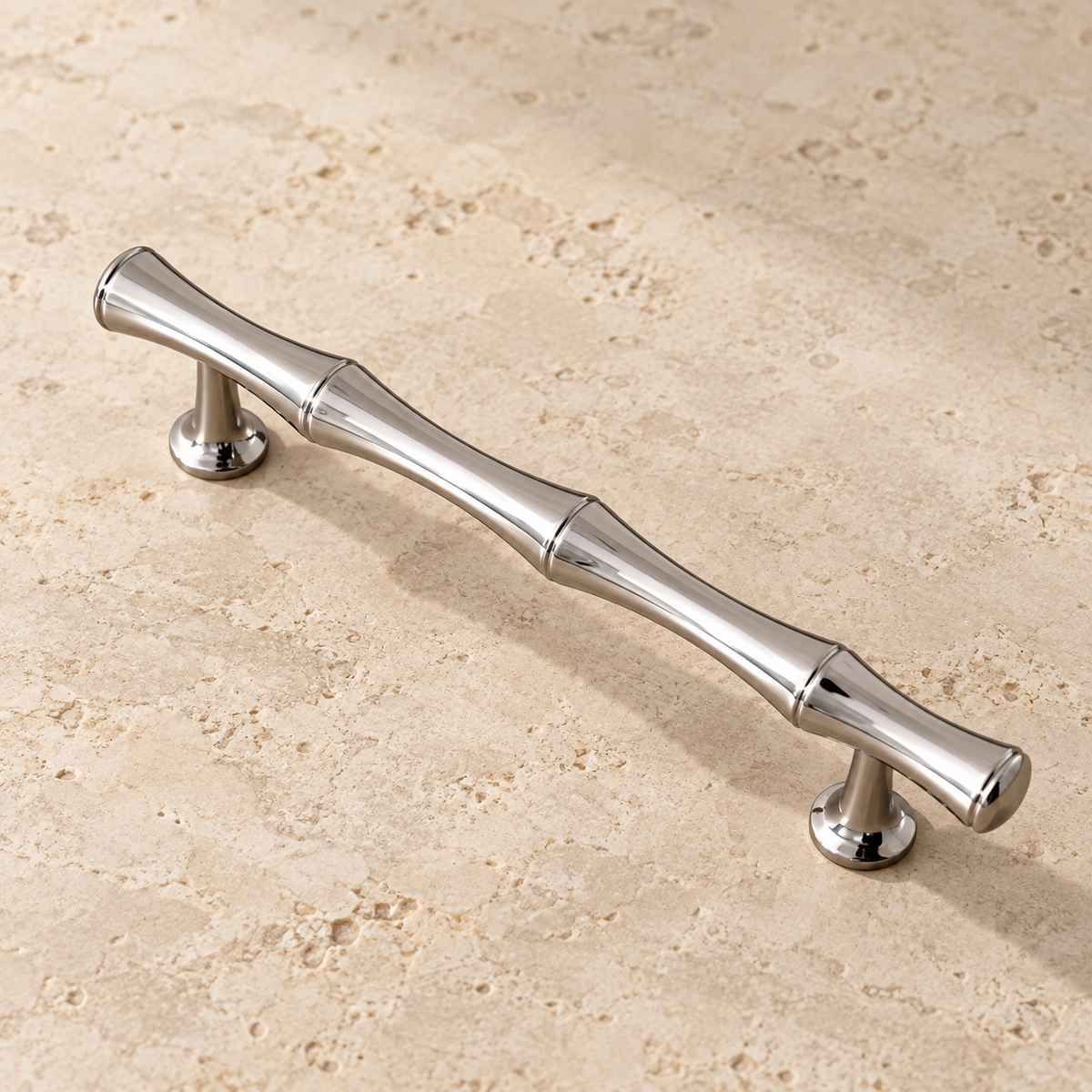 Chrome Brass Bamboo-Style Cabinet Pulls & T-Knob - Modern Design — accurate supporting product view