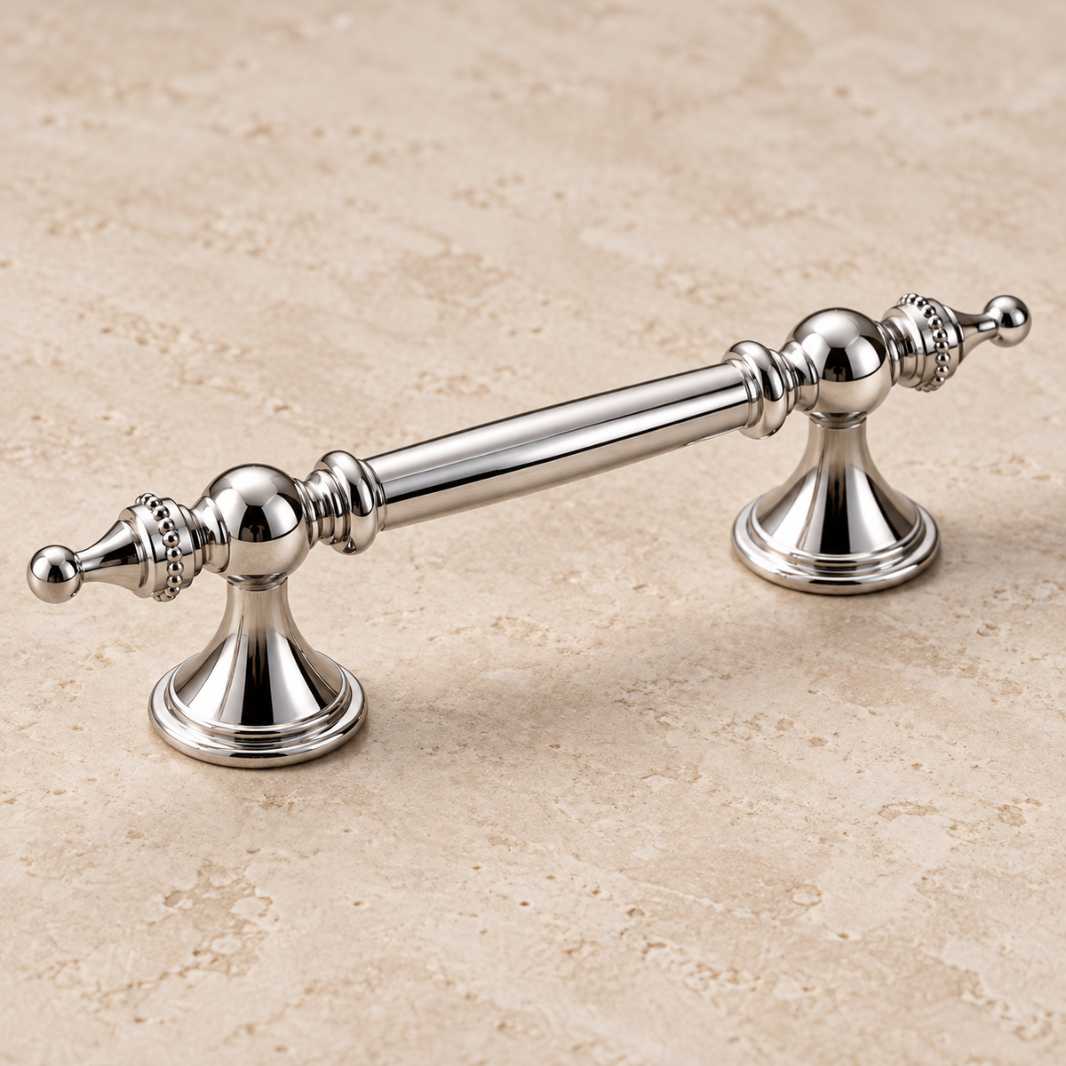 Chrome Brass Cabinet Handle & Knob — European Shell & T-Bar Hardware — accurate supporting product view