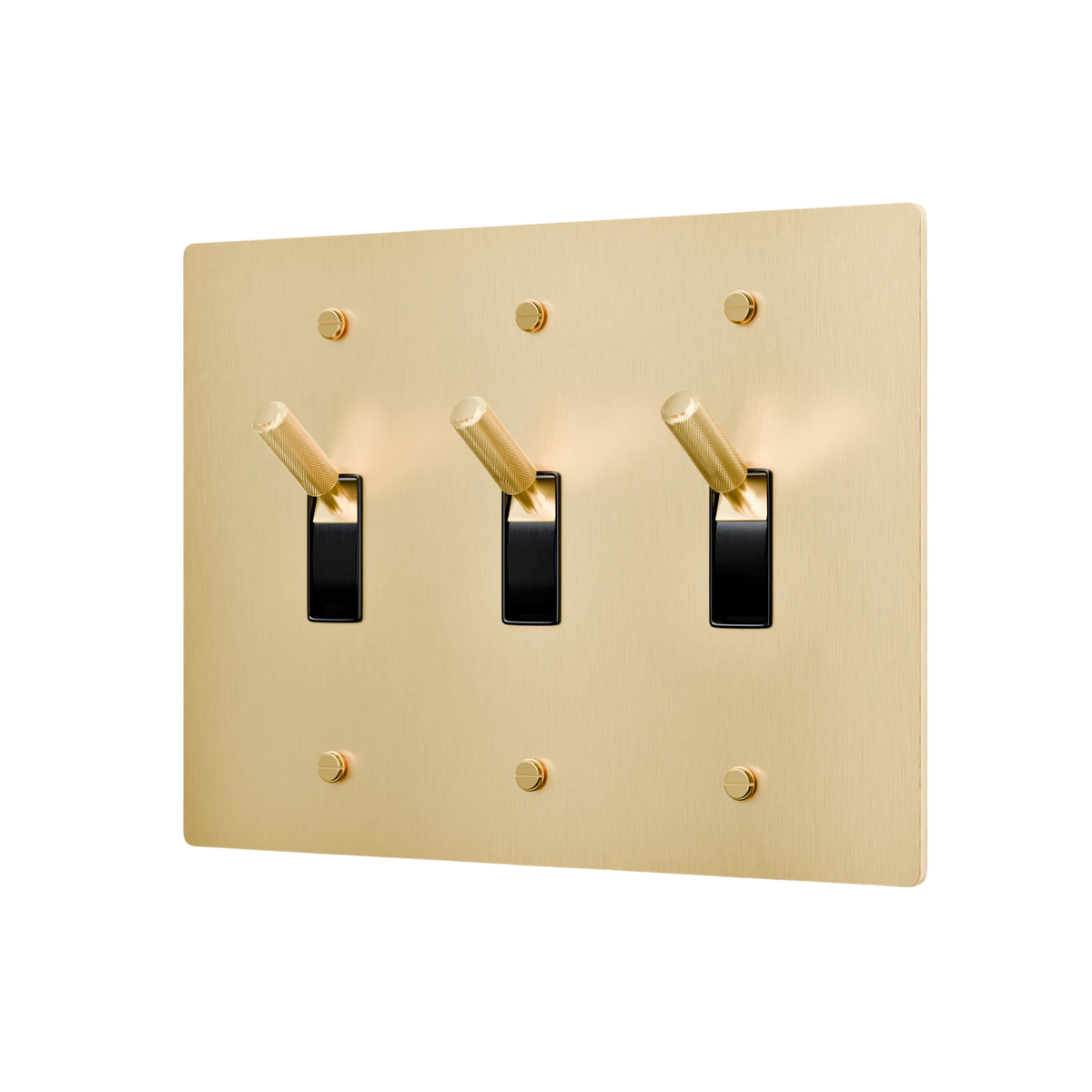 3-Gang Solid Brass Toggle Light Switch