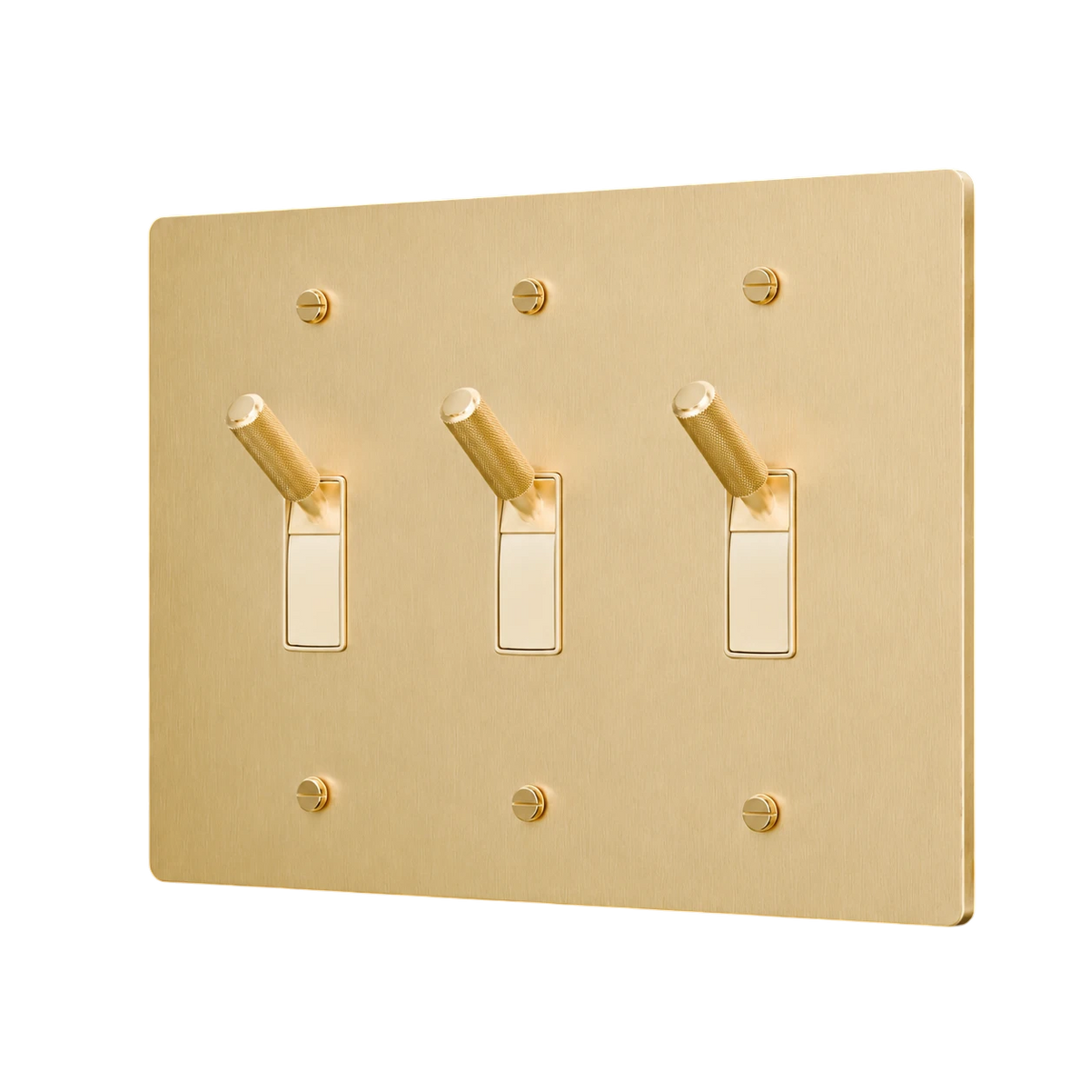3-Gang Solid Brass Toggle Light Switch