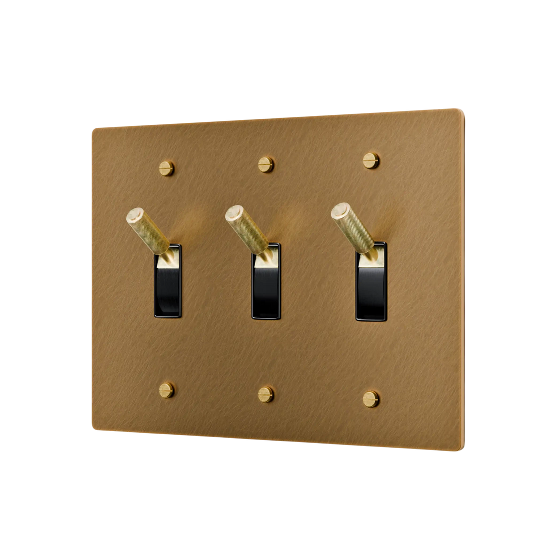 3-Gang Solid Brass Toggle Light Switch
