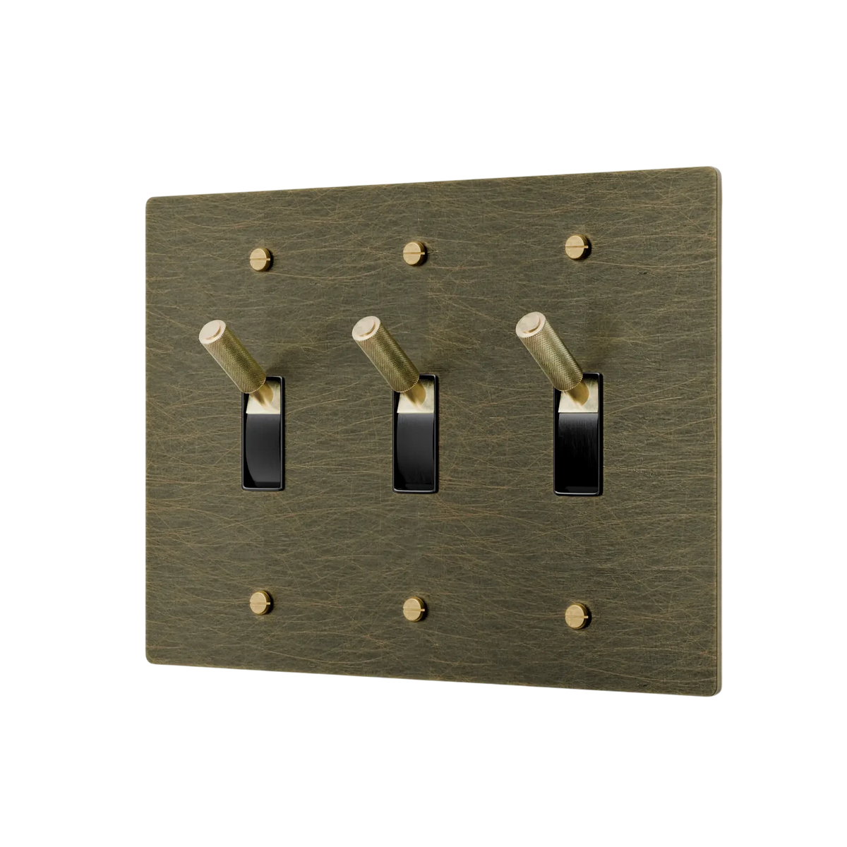 3-Gang Solid Brass Toggle Light Switch