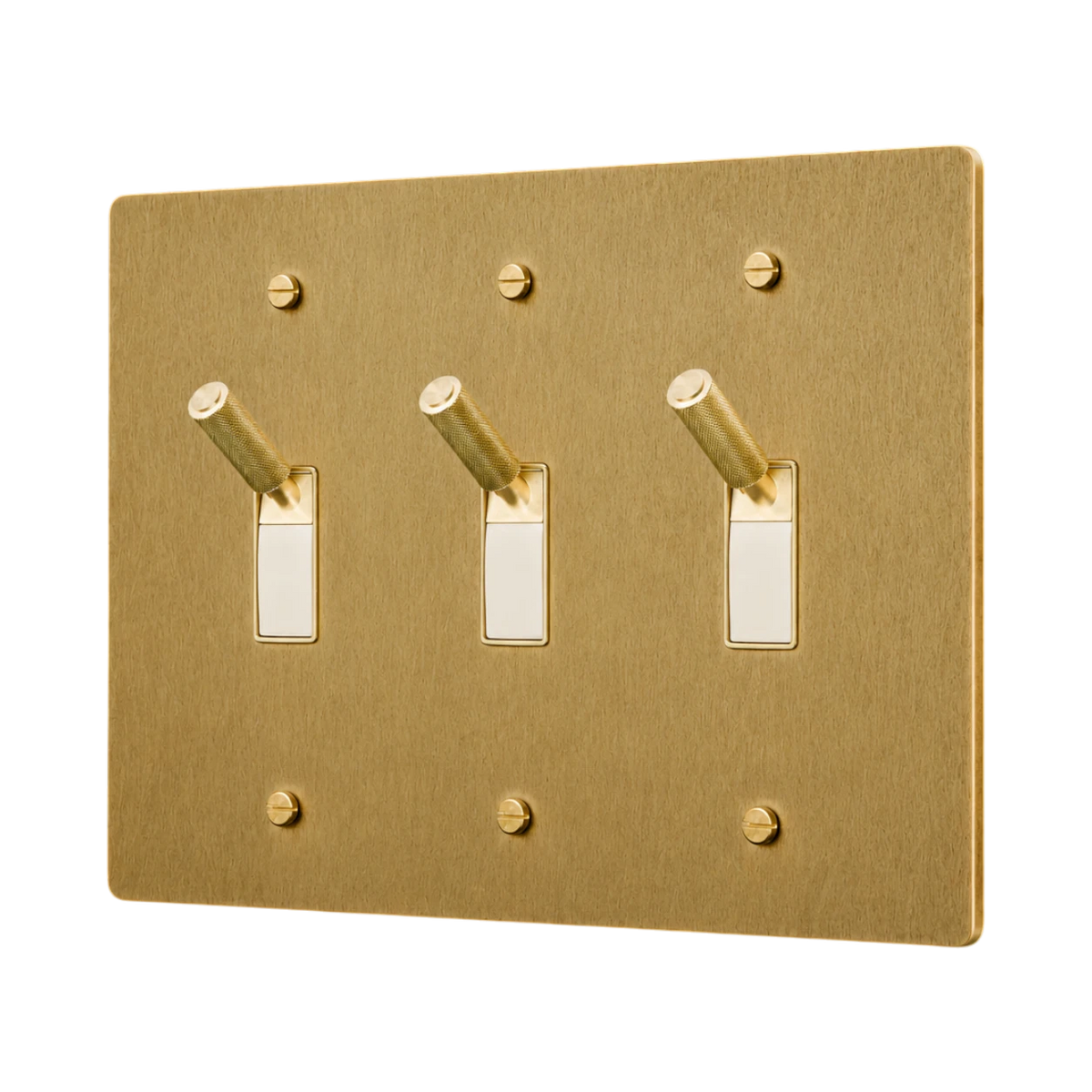 3-Gang Solid Brass Toggle Light Switch