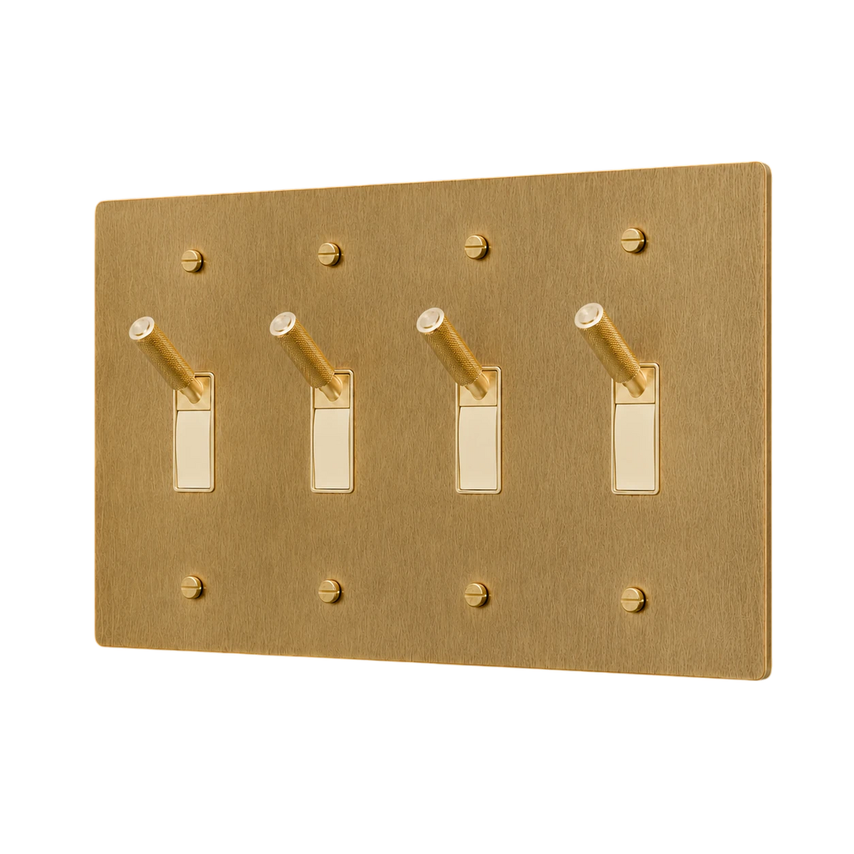 4-Gang Solid Brass Toggle Light Switch