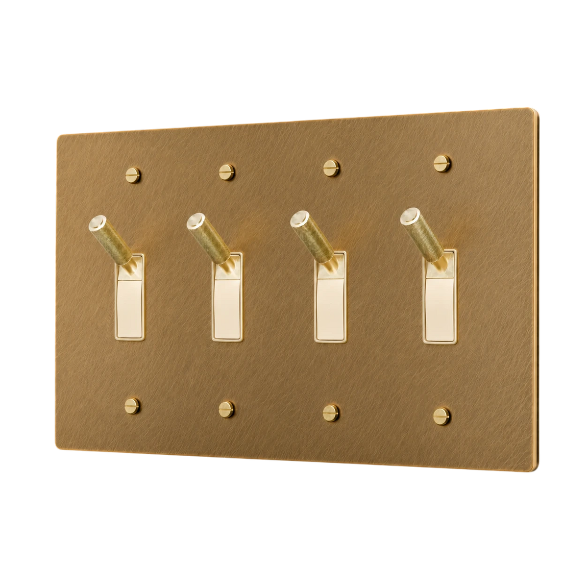 4-Gang Solid Brass Toggle Light Switch