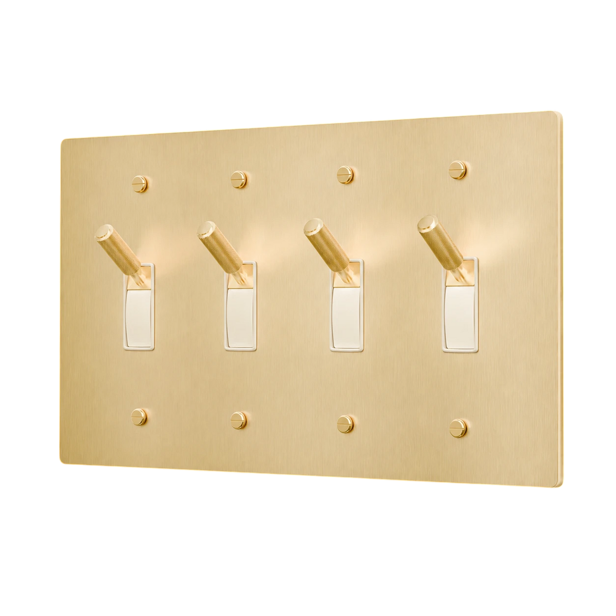 4-Gang Solid Brass Toggle Light Switch