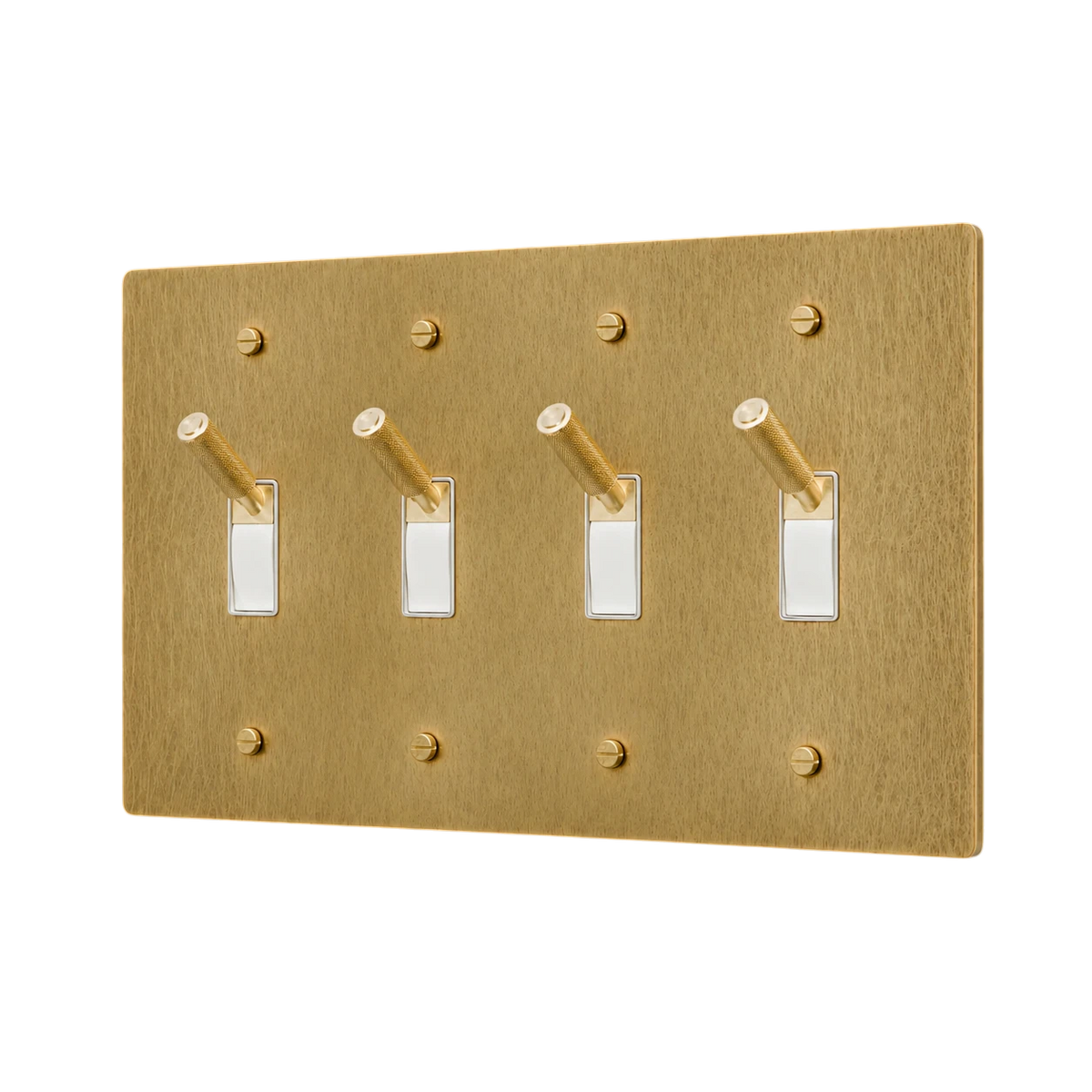 4-Gang Solid Brass Toggle Light Switch