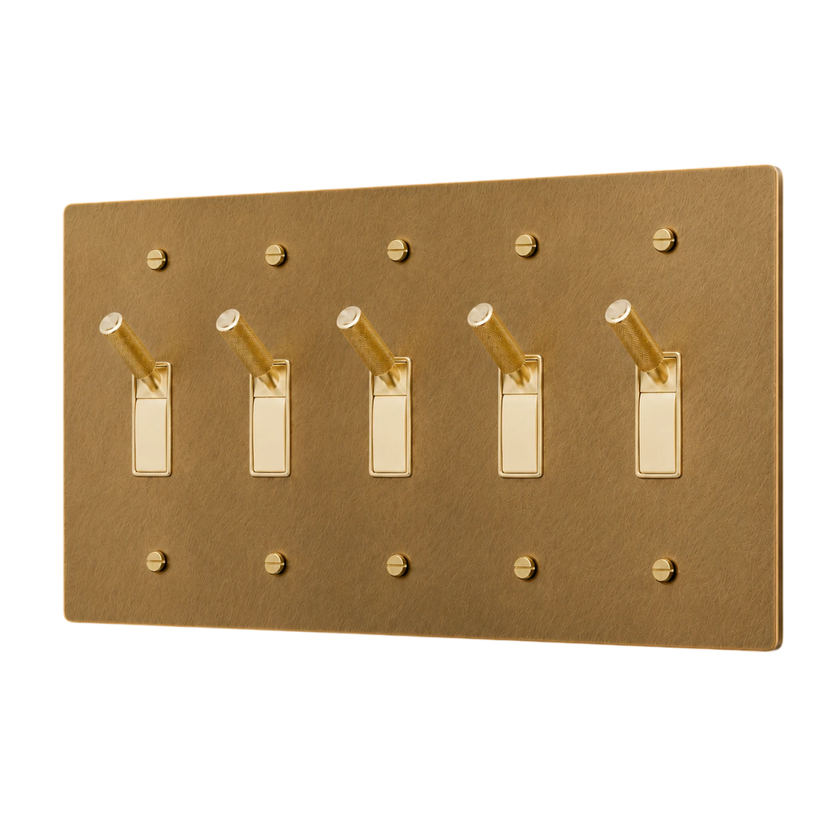 5-Gang Solid Brass Toggle Light Switch