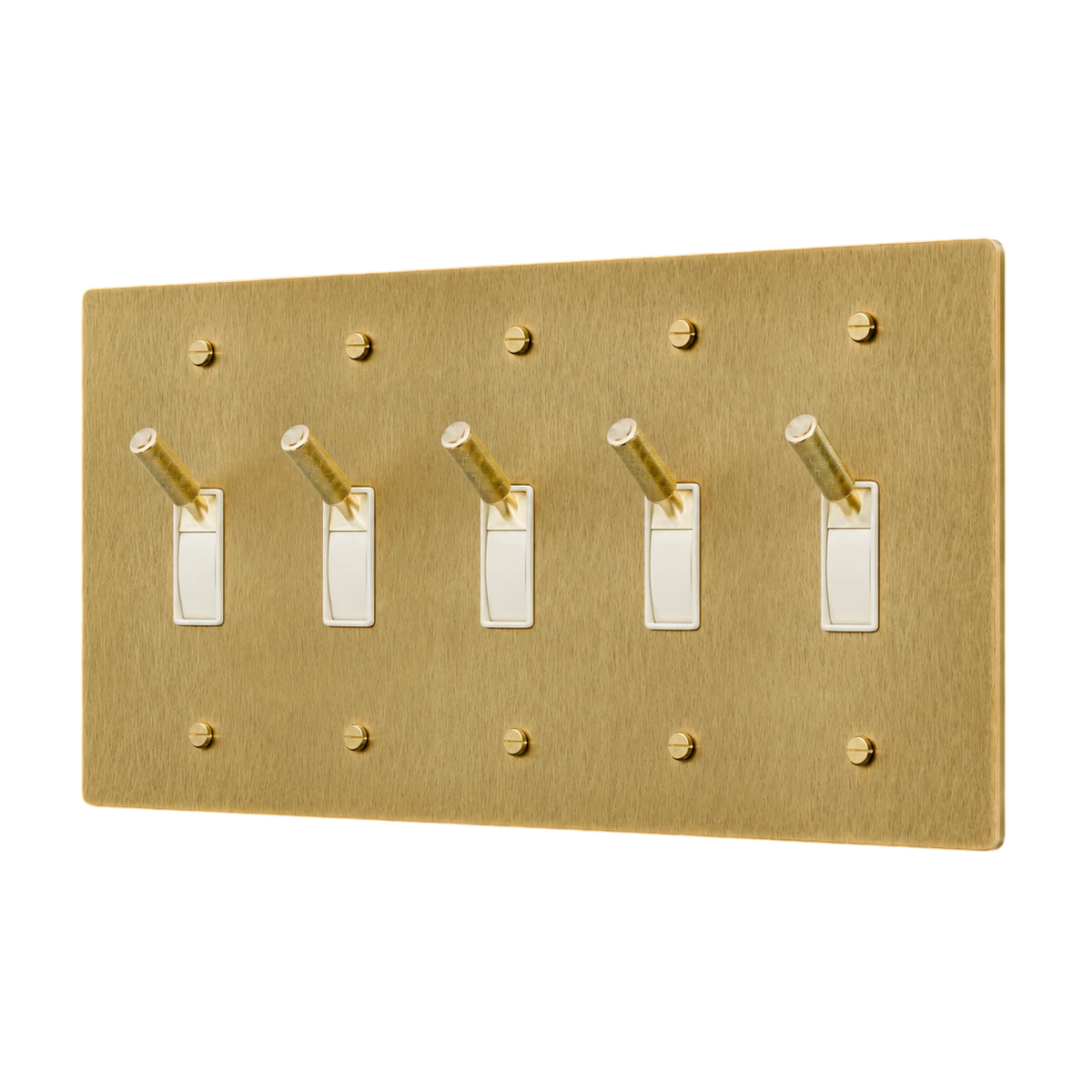 5-Gang Solid Brass Toggle Light Switch