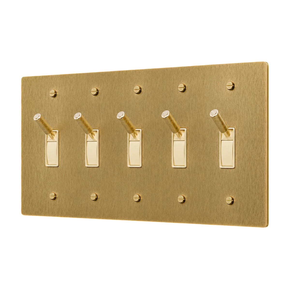 5-Gang Solid Brass Toggle Light Switch