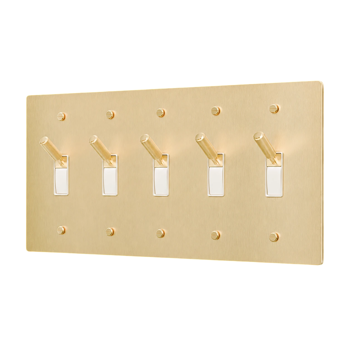 5-Gang Solid Brass Toggle Light Switch