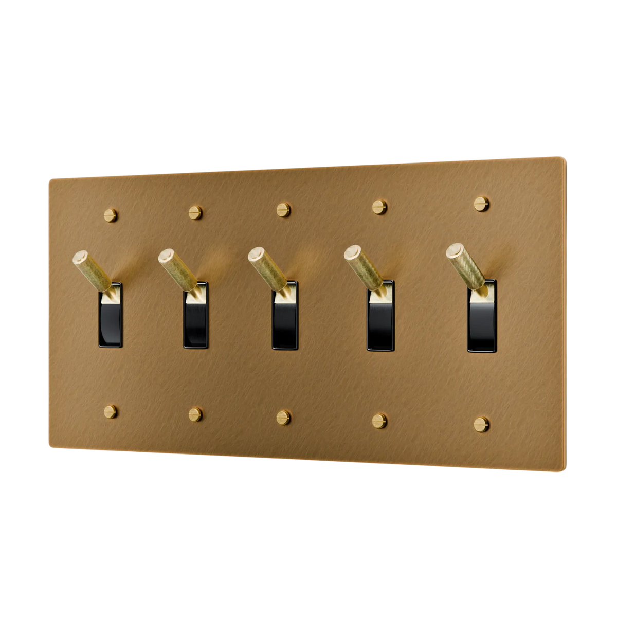 5-Gang Solid Brass Toggle Light Switch