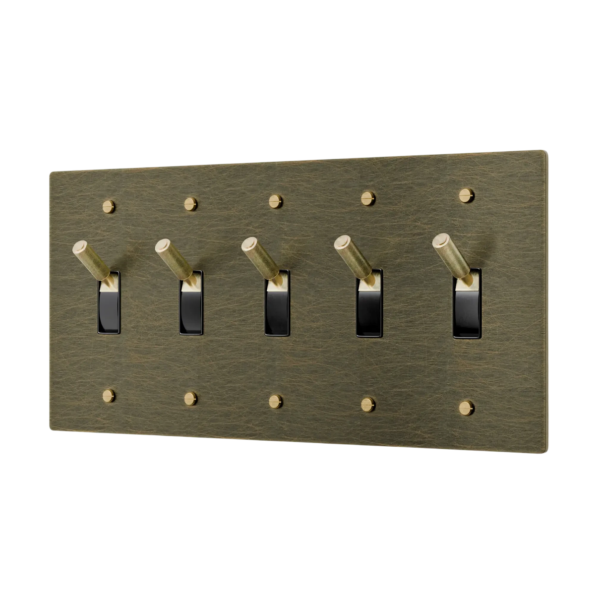 5-Gang Solid Brass Toggle Light Switch