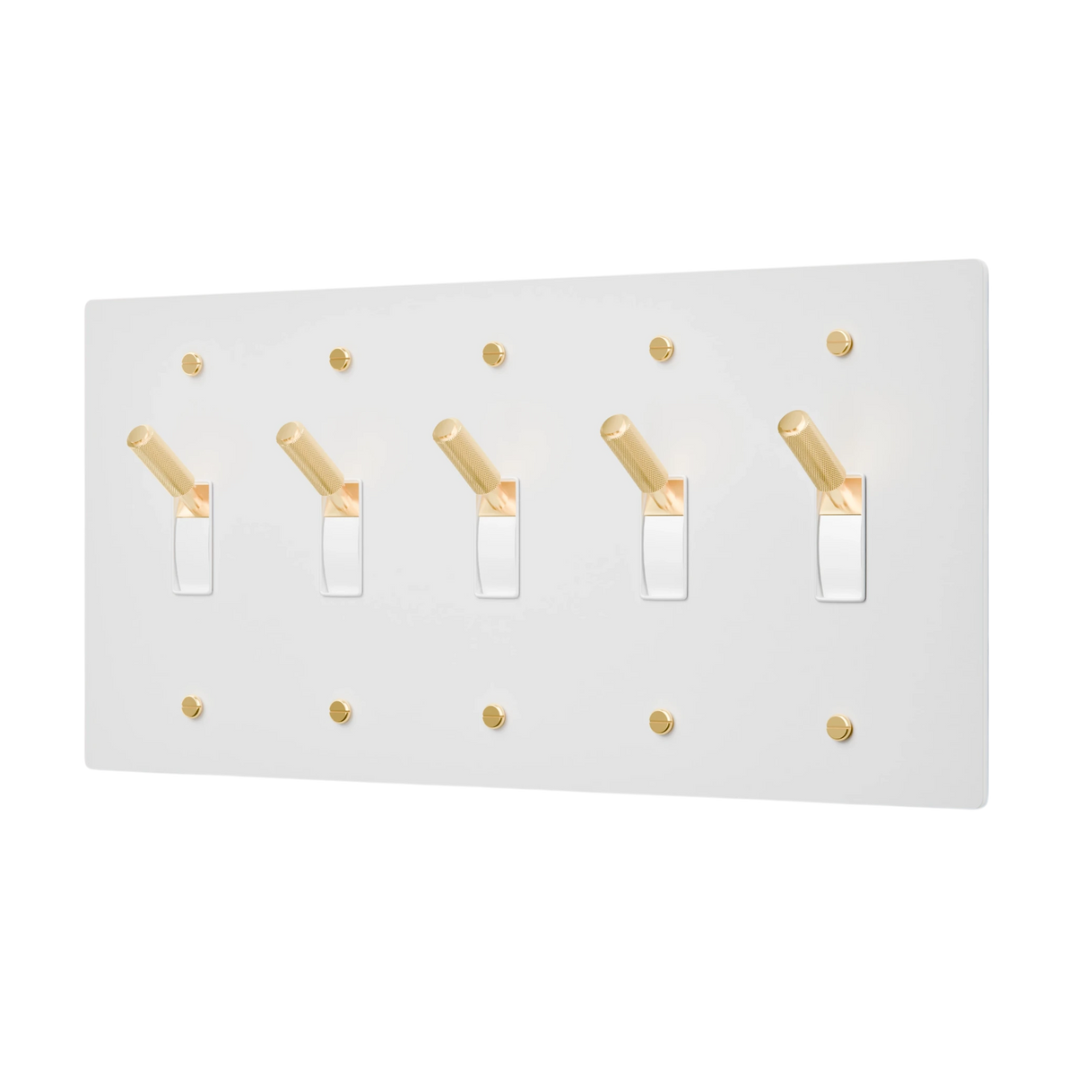 5-Gang Solid Brass Toggle Light Switch