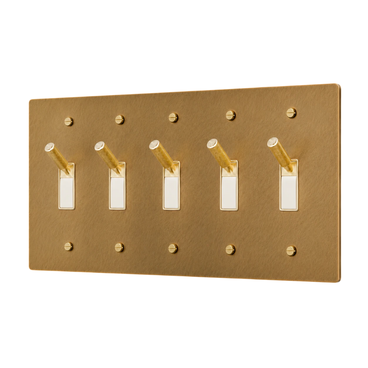 5-Gang Solid Brass Toggle Light Switch