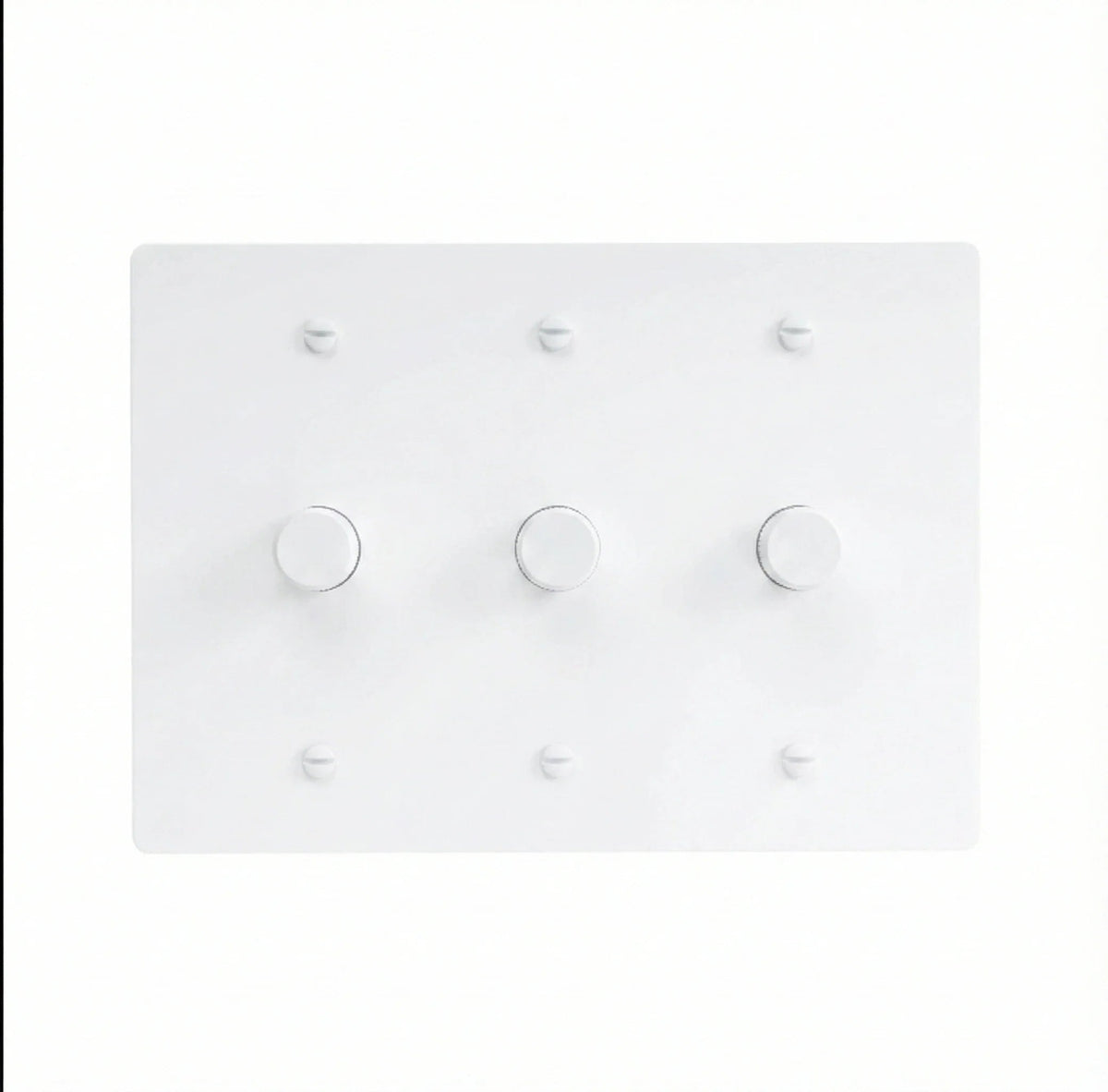 White light switch panel with multiple switches on a white background