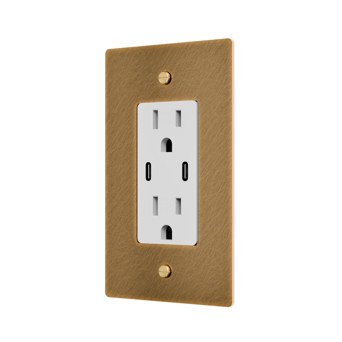 1-Gang Solid Brass Dual USB-C Outlet