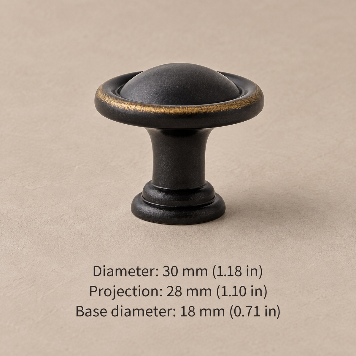 Solid Zinc Alloy Cabinet Pull & Knob — Black Finish — style-1-round-knob-30mm