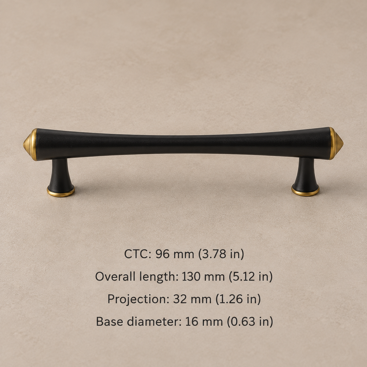 Solid Zinc Alloy Cabinet Pull & Knob — Black Finish — style-4-pull-96mm