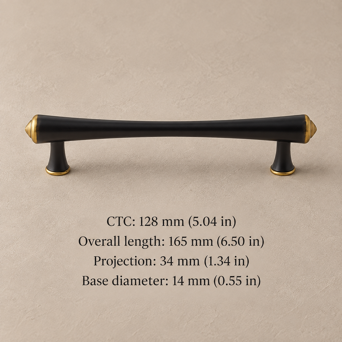 Solid Zinc Alloy Cabinet Pull & Knob — Black Finish — style-5-pull-128mm