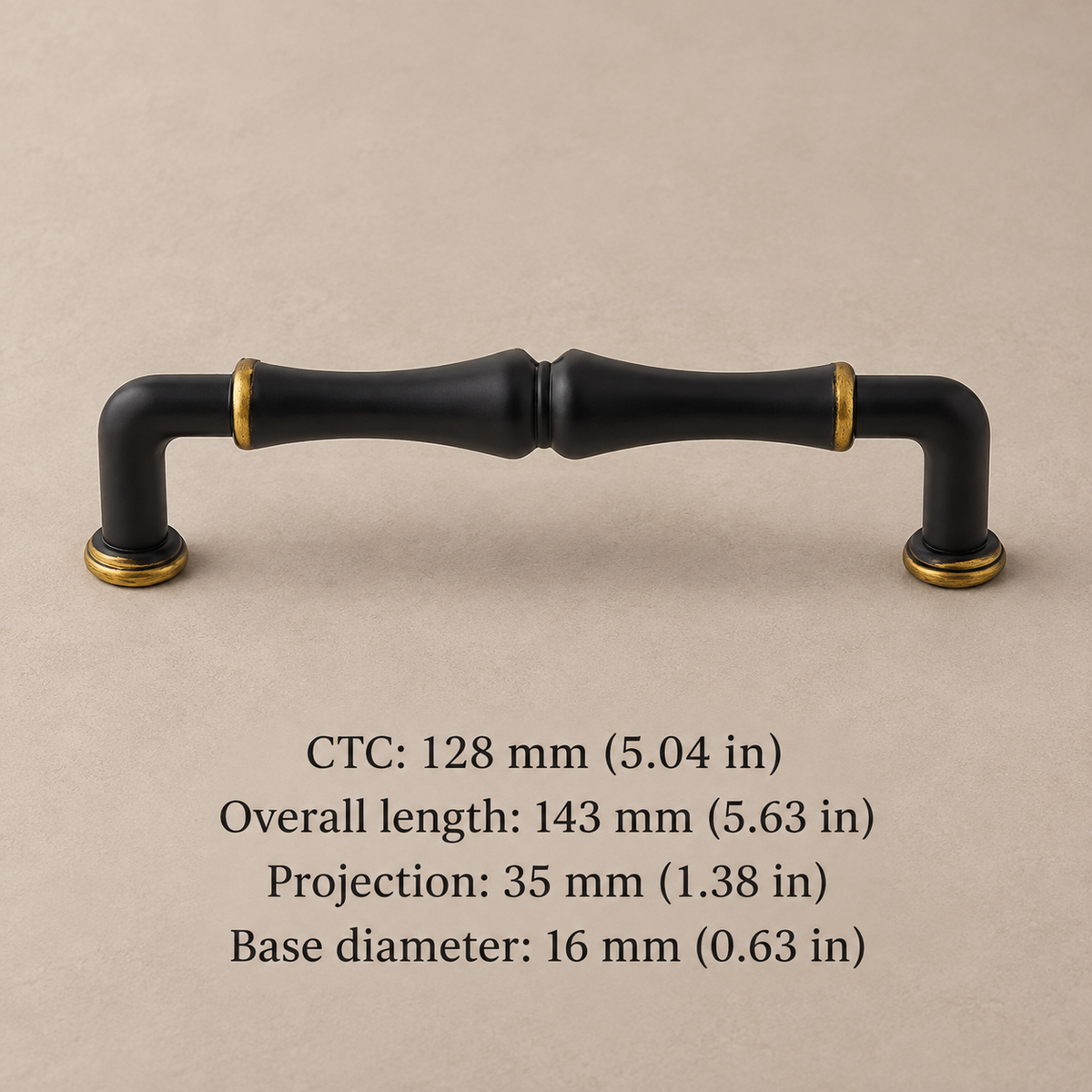 Solid Zinc Alloy Cabinet Pull & Knob — Black Finish — style-7-pull-128mm