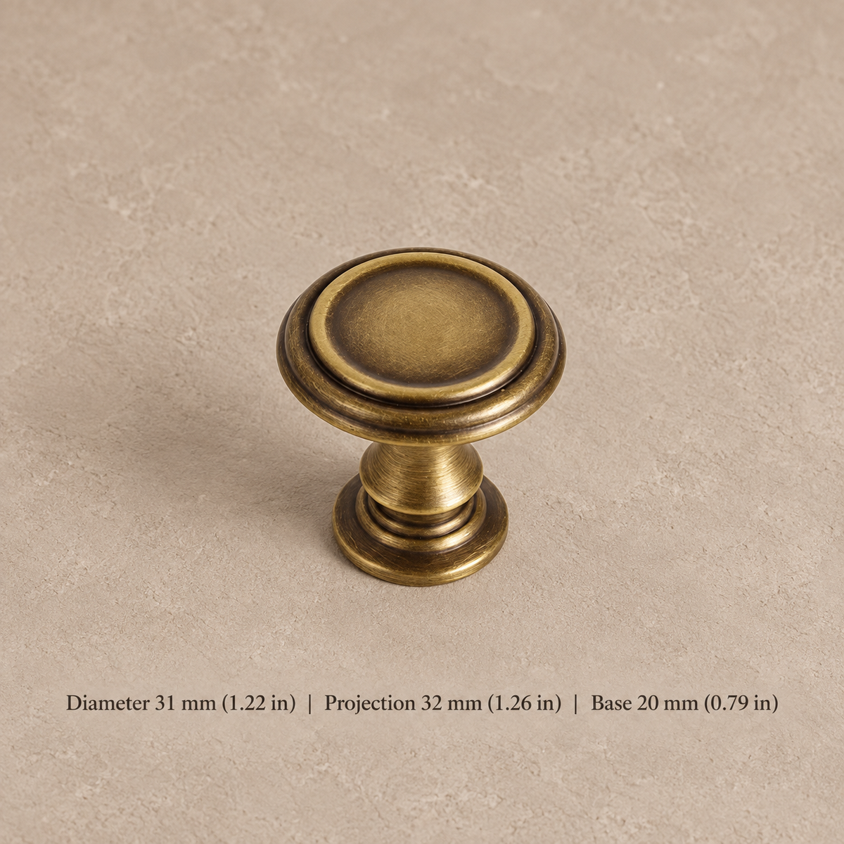 Solid Brushed Antique Brass Cabinet Pull & Knob — Luxury Modern Design — knob-31