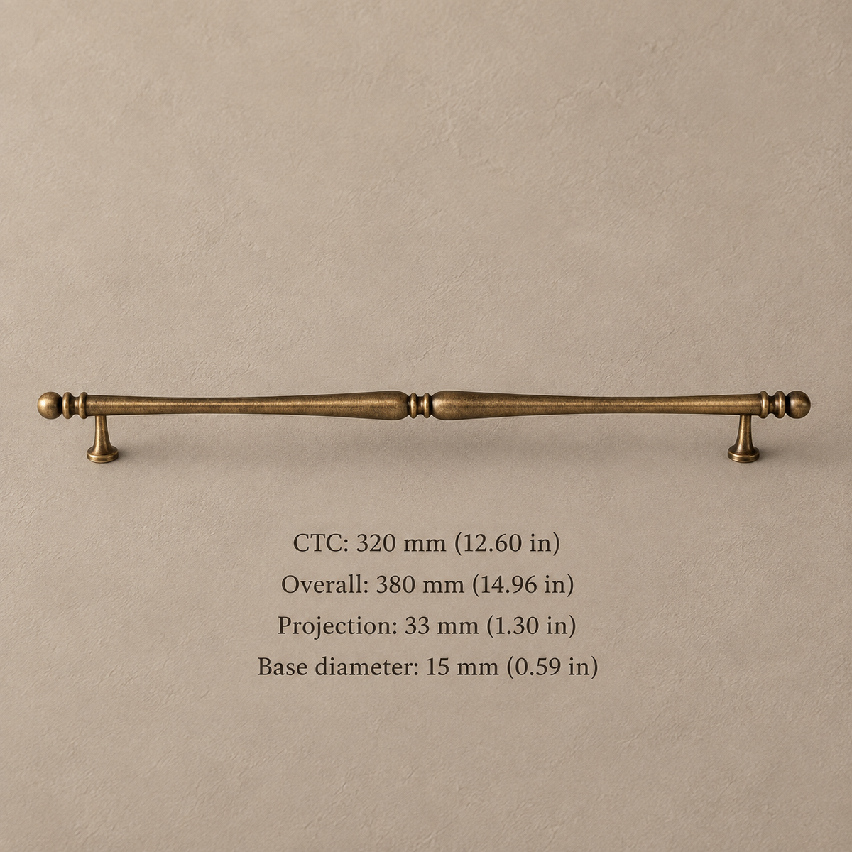 Solid Brass Cabinet Handle & Knob — Brushed Antique Brass Finish — pull-320