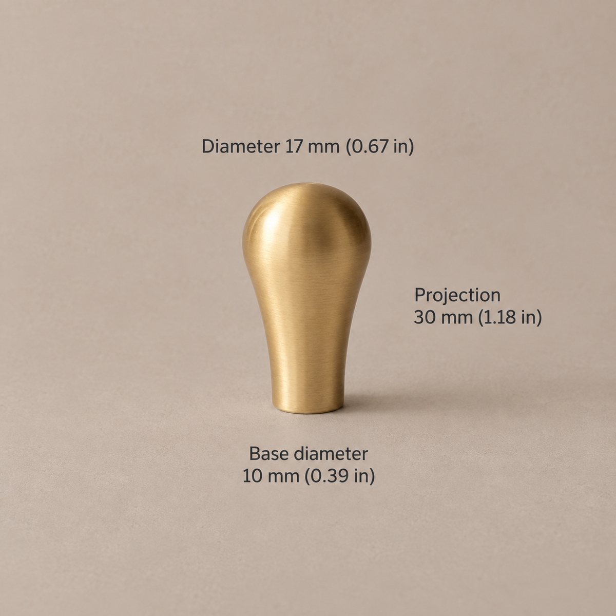 Brushed Brass Drop-Shaped Solid Brass Cabinet Pulls & Knobs — drop-knob-17