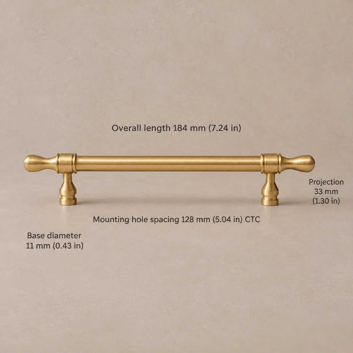 Brushed Brass Drop-Shaped Solid Brass Cabinet Pulls & Knobs — pull-128