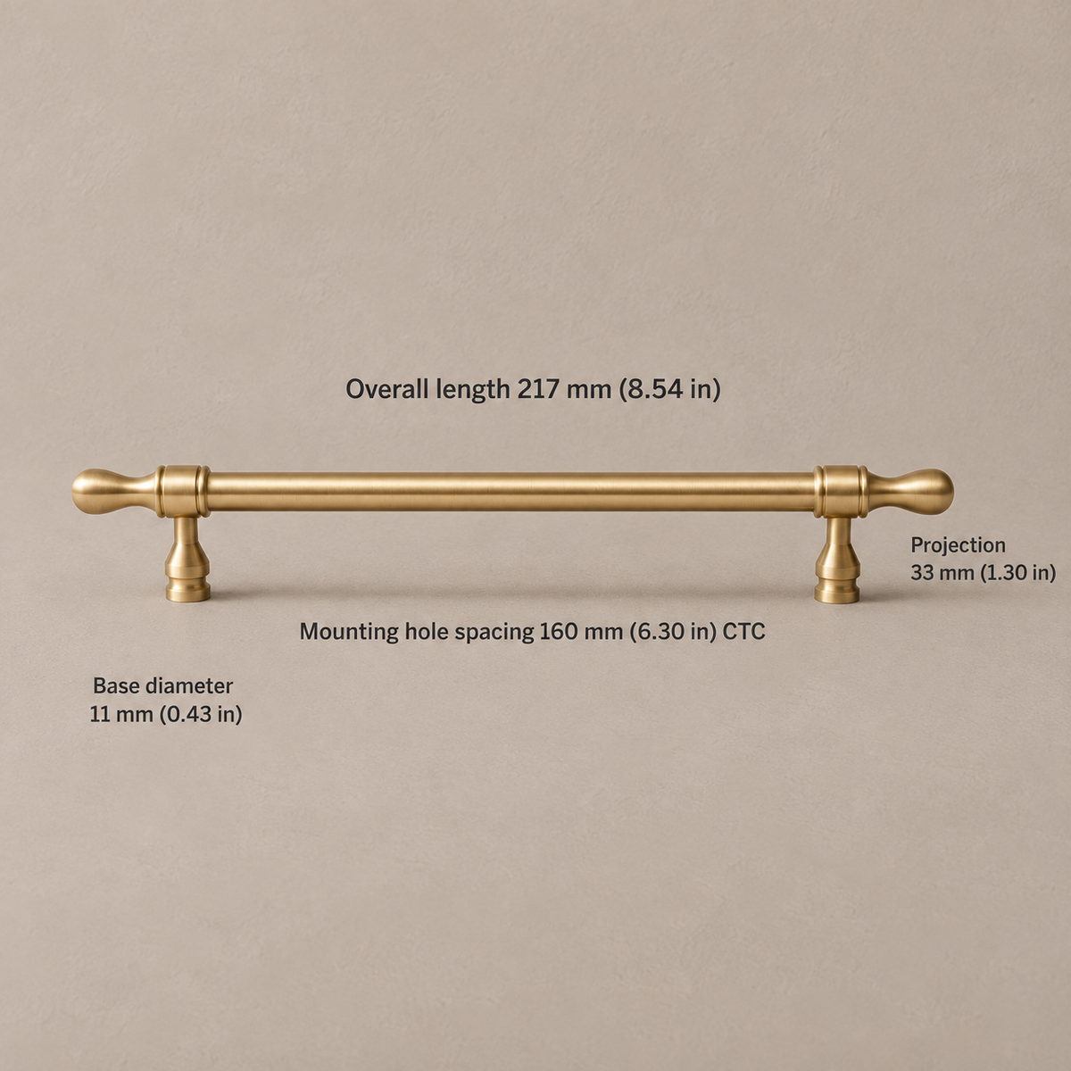 Brushed Brass Drop-Shaped Solid Brass Cabinet Pulls & Knobs — pull-160