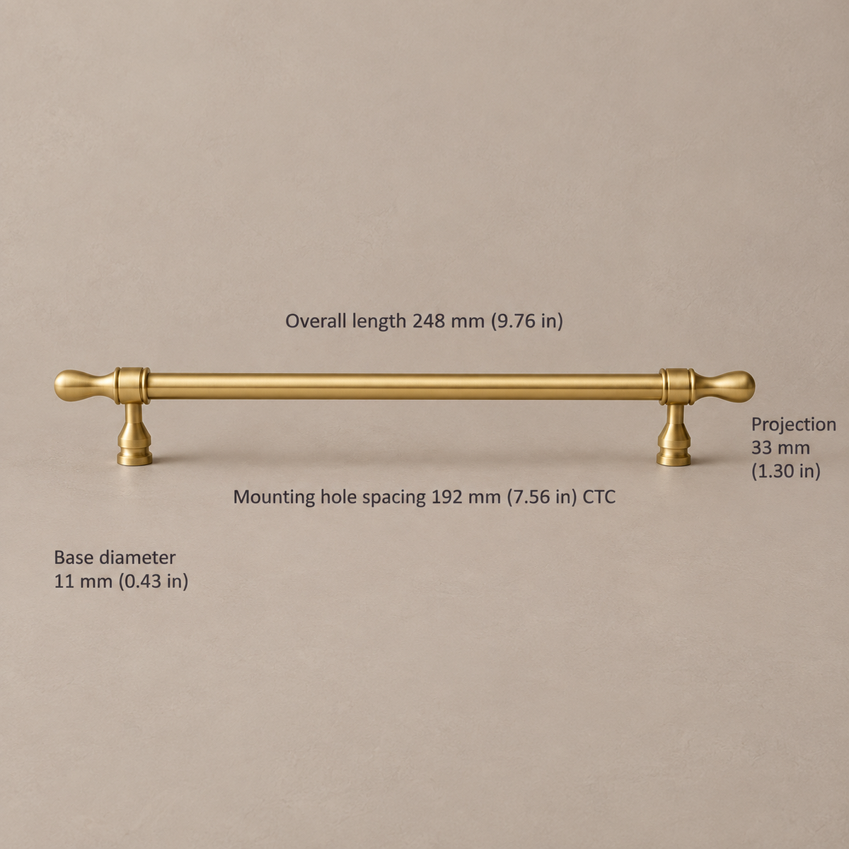 Brushed Brass Drop-Shaped Solid Brass Cabinet Pulls & Knobs — pull-192