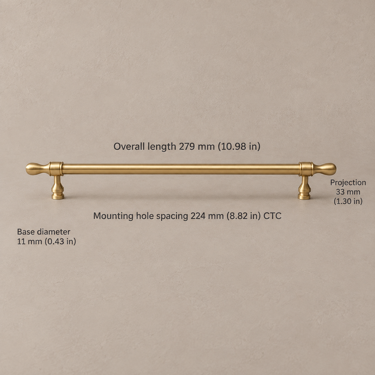 Brushed Brass Drop-Shaped Solid Brass Cabinet Pulls & Knobs — pull-224