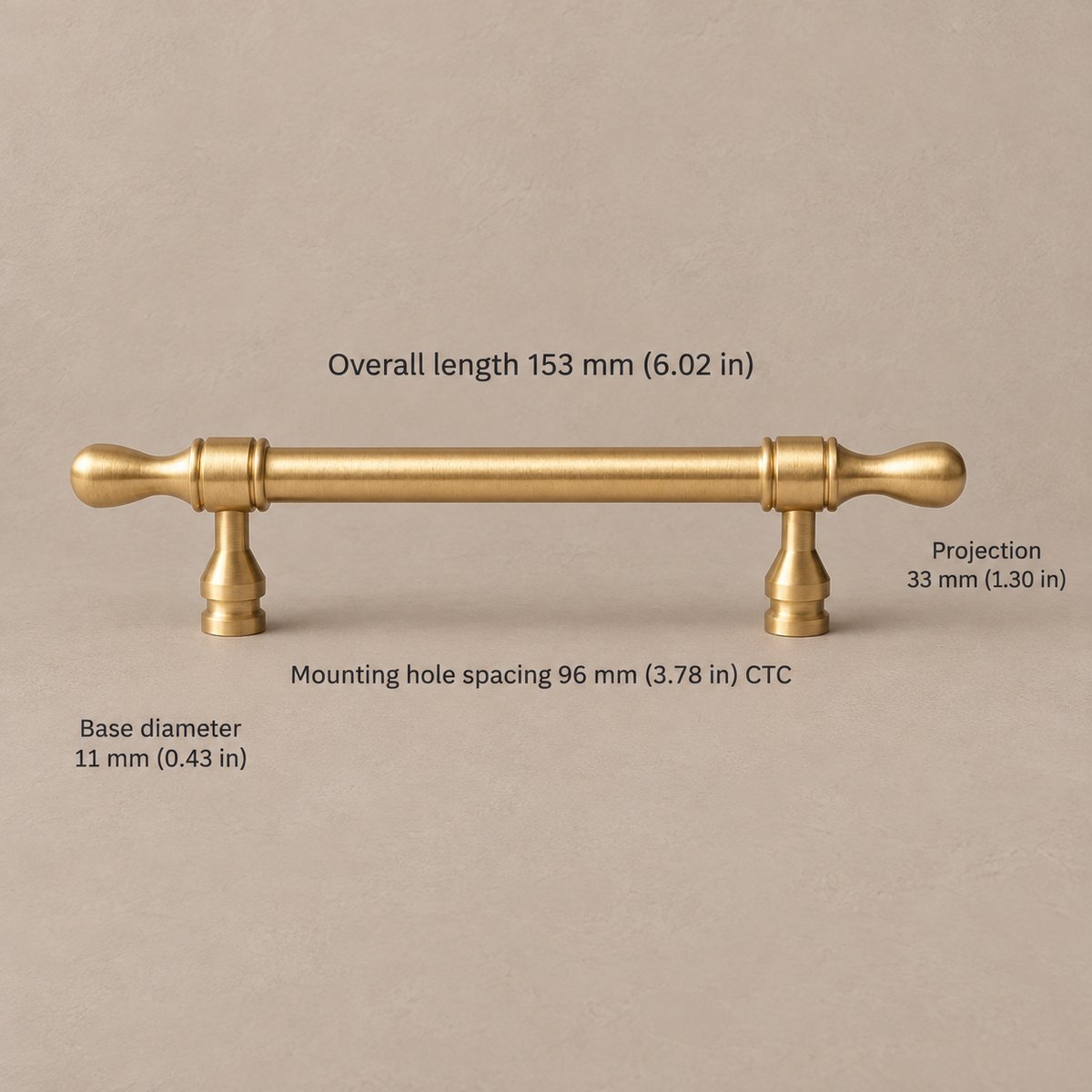 Brushed Brass Drop-Shaped Solid Brass Cabinet Pulls & Knobs — pull-96