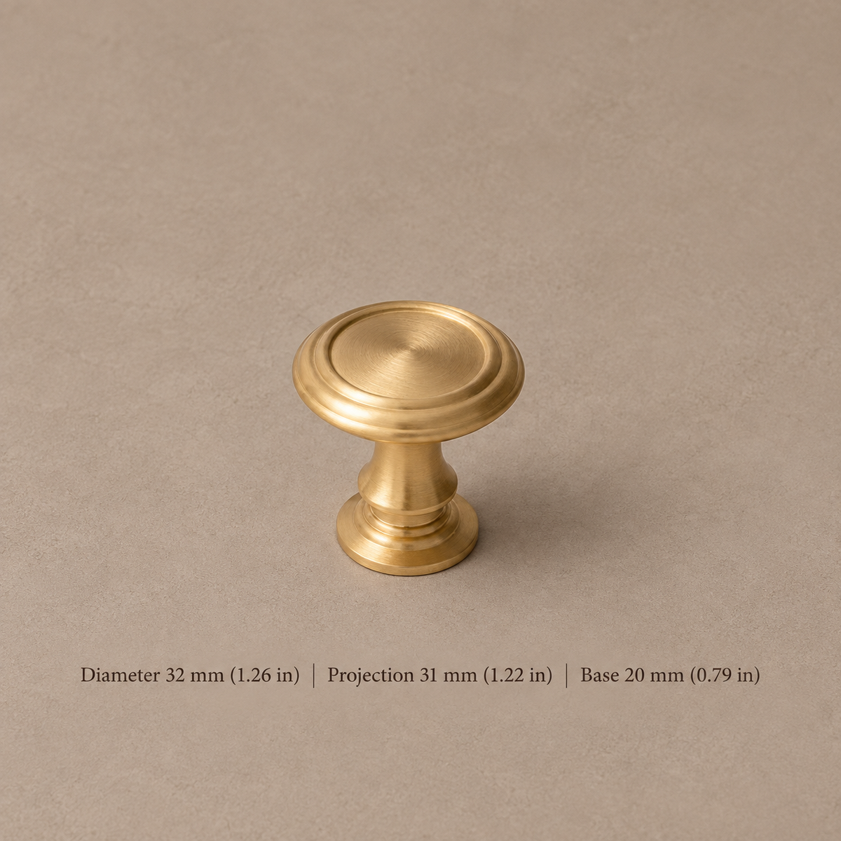 European Spindle Cabinet Pull & Knob — Brushed Brass — knob-32mm