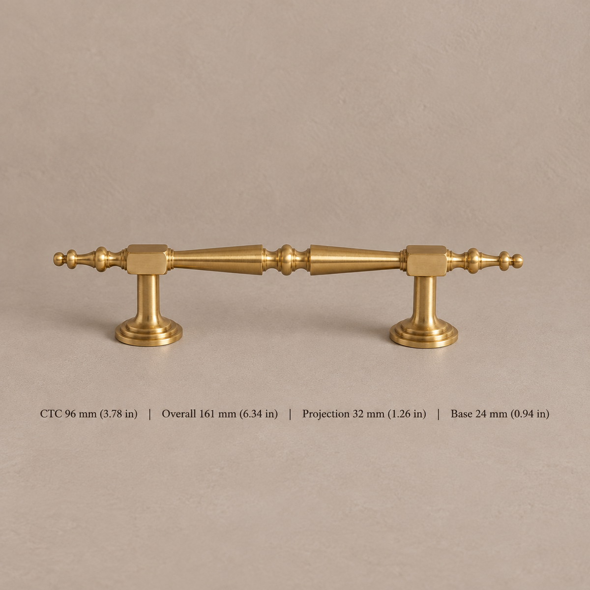 European Spindle Cabinet Pull & Knob — Brushed Brass — pull-96mm