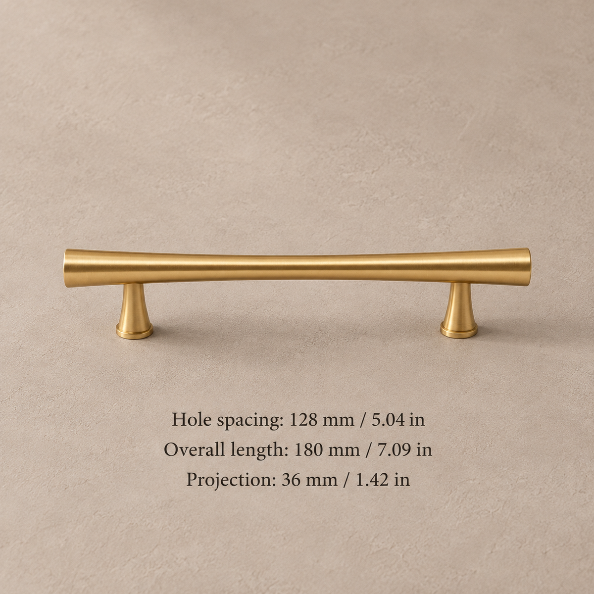 Solid Brushed Brass Cabinet Pull & Knob — High-End Modern Design — 128mm
