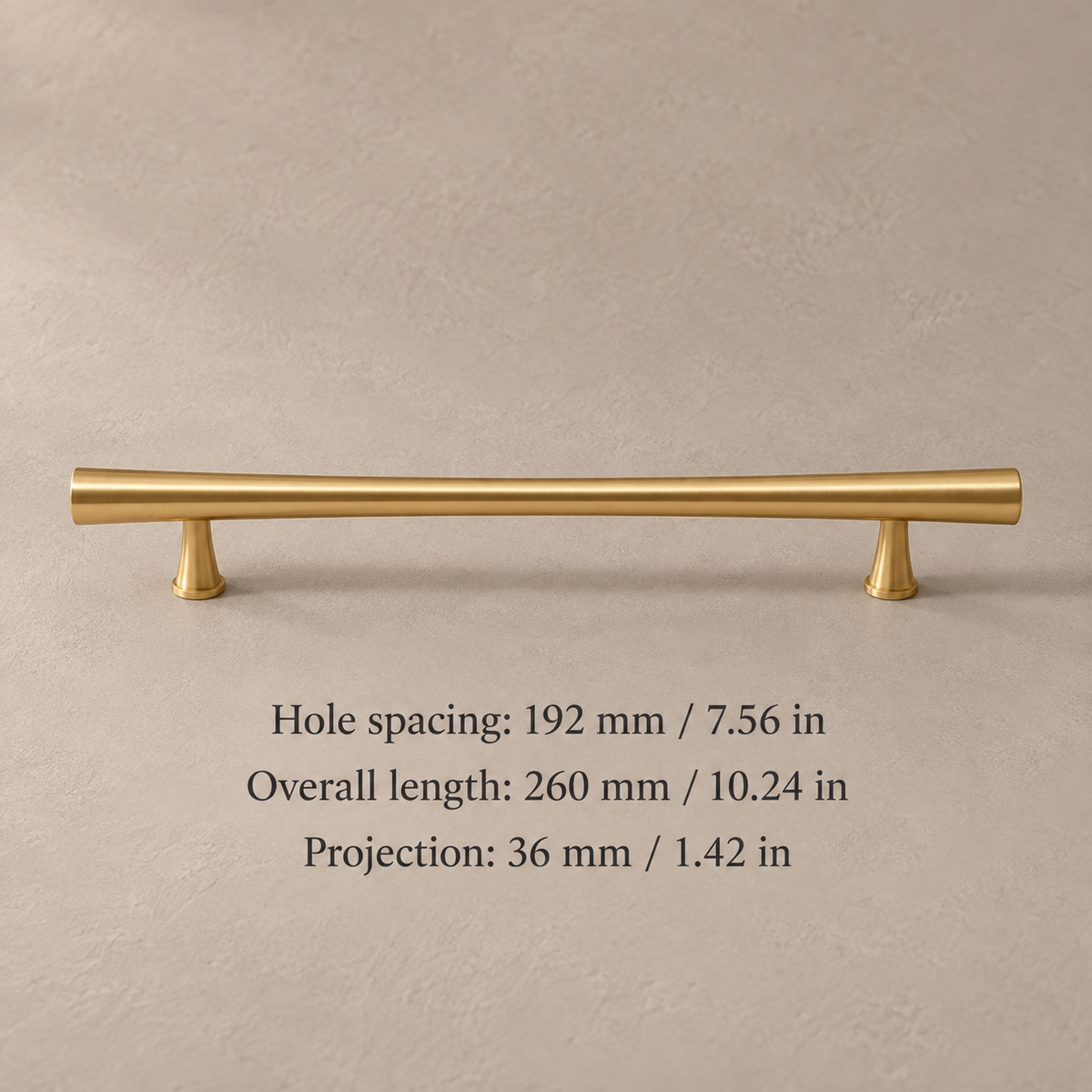 Solid Brushed Brass Cabinet Pull & Knob — High-End Modern Design — 192mm