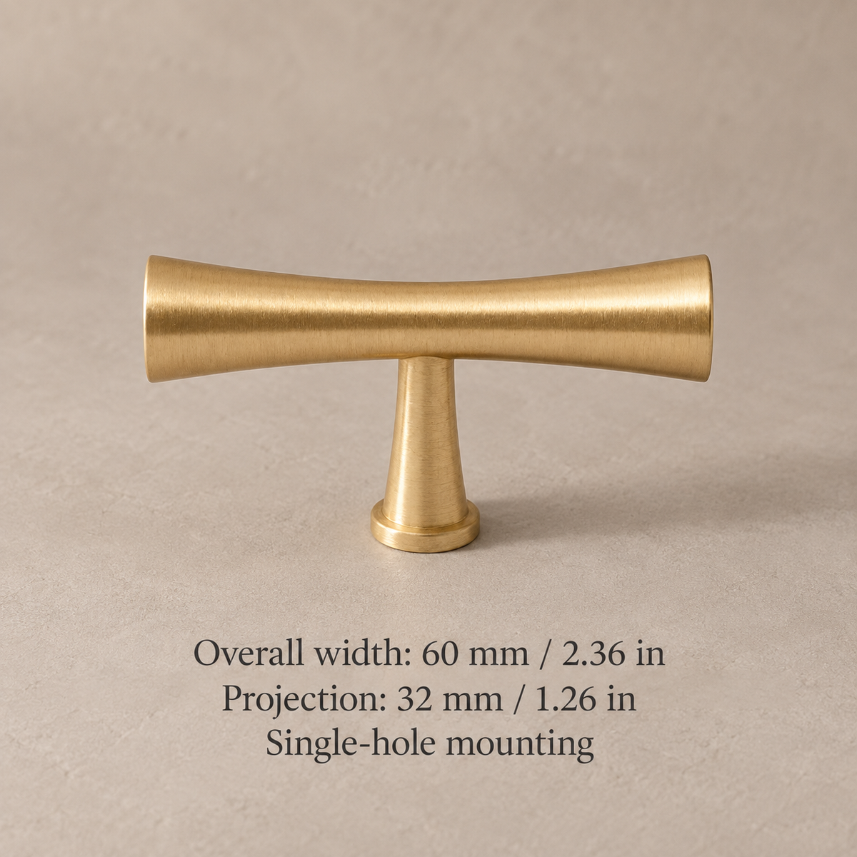Solid Brushed Brass Cabinet Pull & Knob — High-End Modern Design — 60mm-t-knob