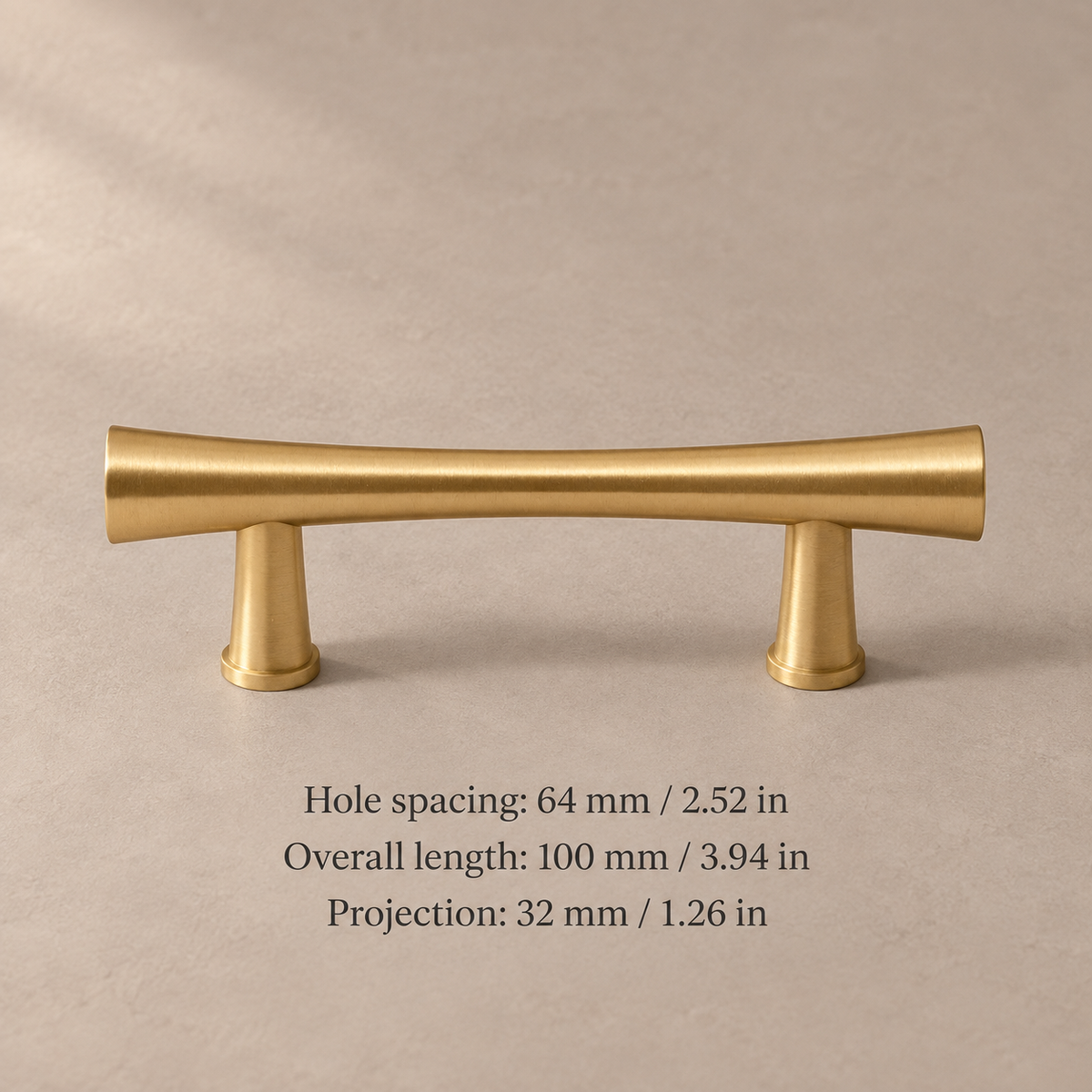 Solid Brushed Brass Cabinet Pull & Knob — High-End Modern Design — 64mm