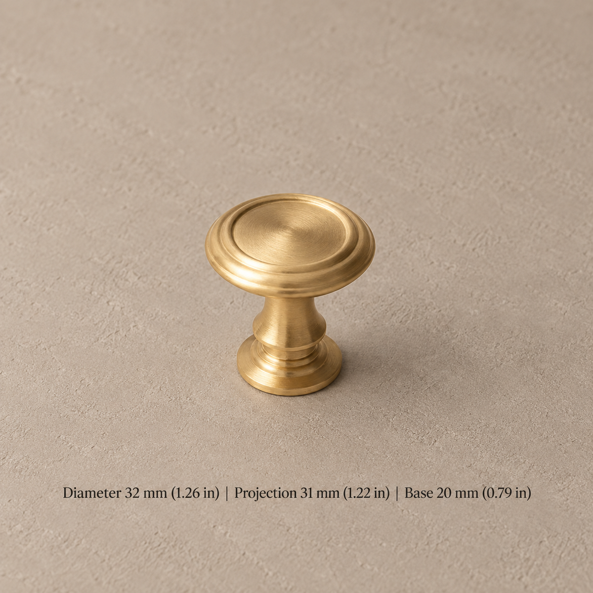 Brushed Brass Solid Brass Cabinet Pulls & Knobs — Modern Luxury Design — knob-32mm