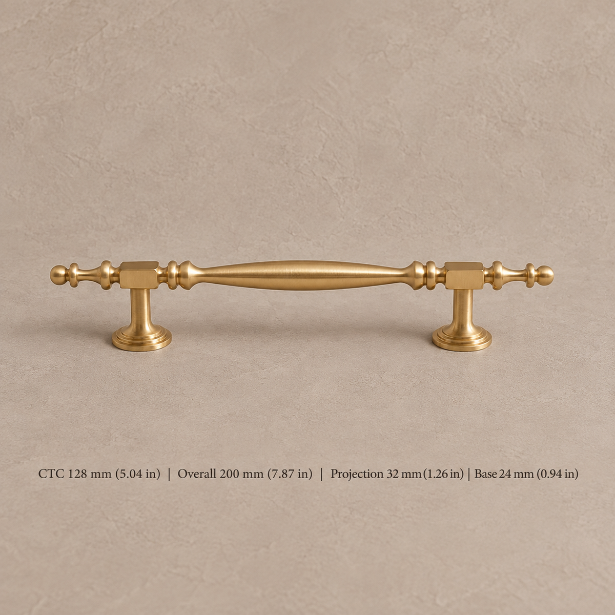 Brushed Brass Solid Brass Cabinet Pulls & Knobs — Modern Luxury Design — pull-128mm