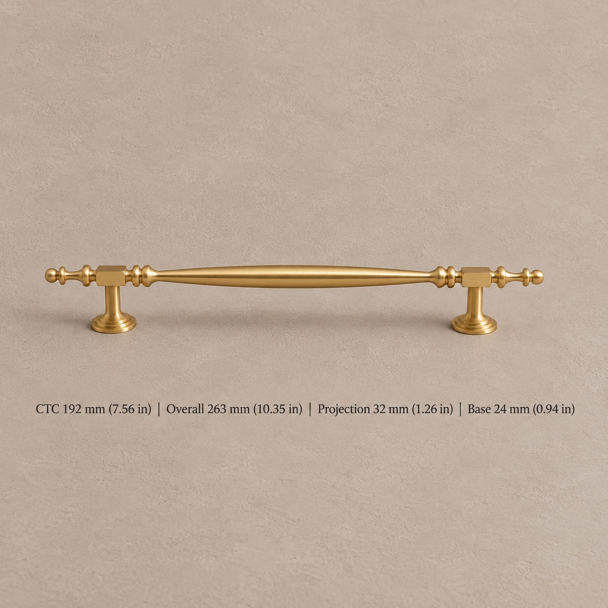 Brushed Brass Solid Brass Cabinet Pulls & Knobs — Modern Luxury Design — pull-192mm