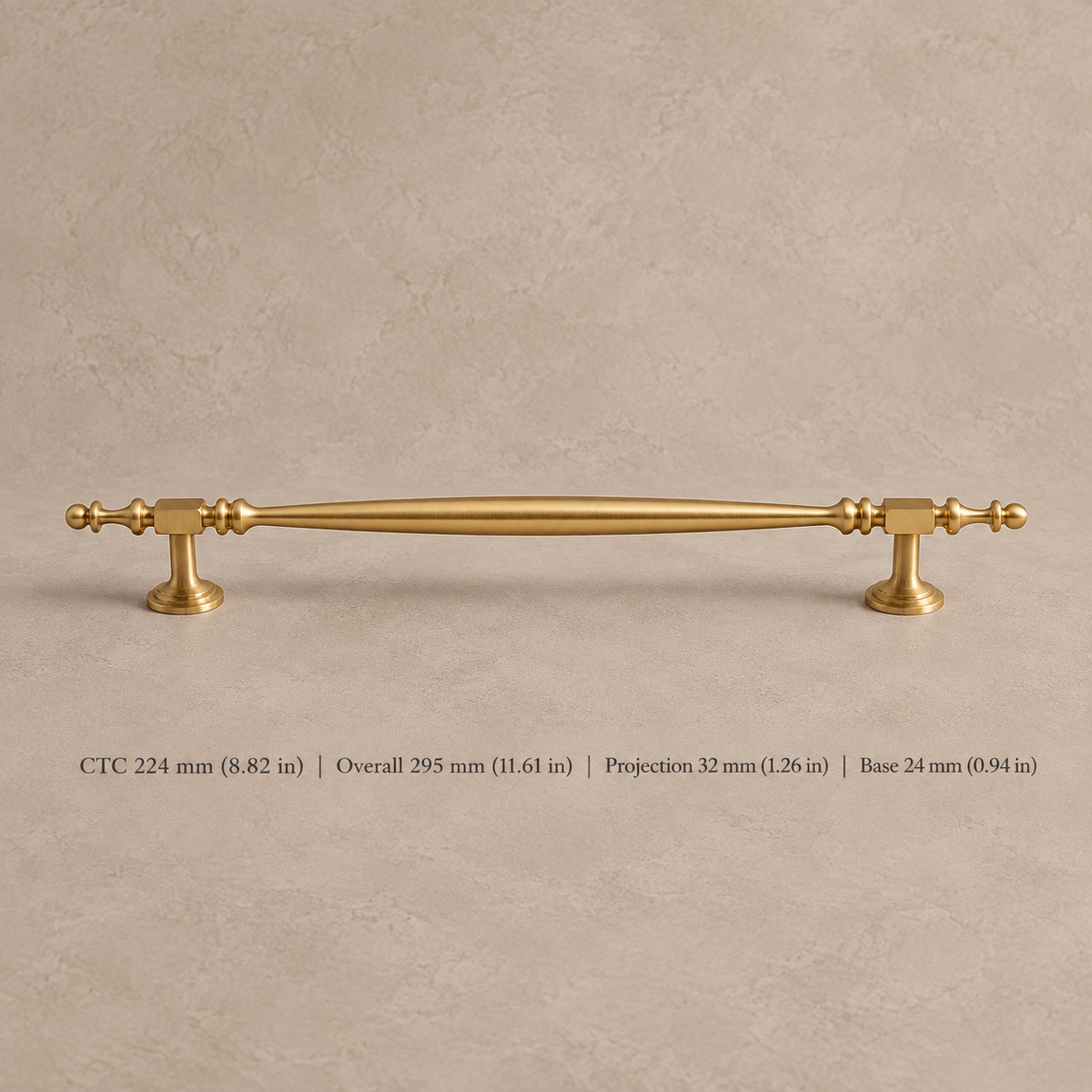 Brushed Brass Solid Brass Cabinet Pulls & Knobs — Modern Luxury Design — pull-224mm